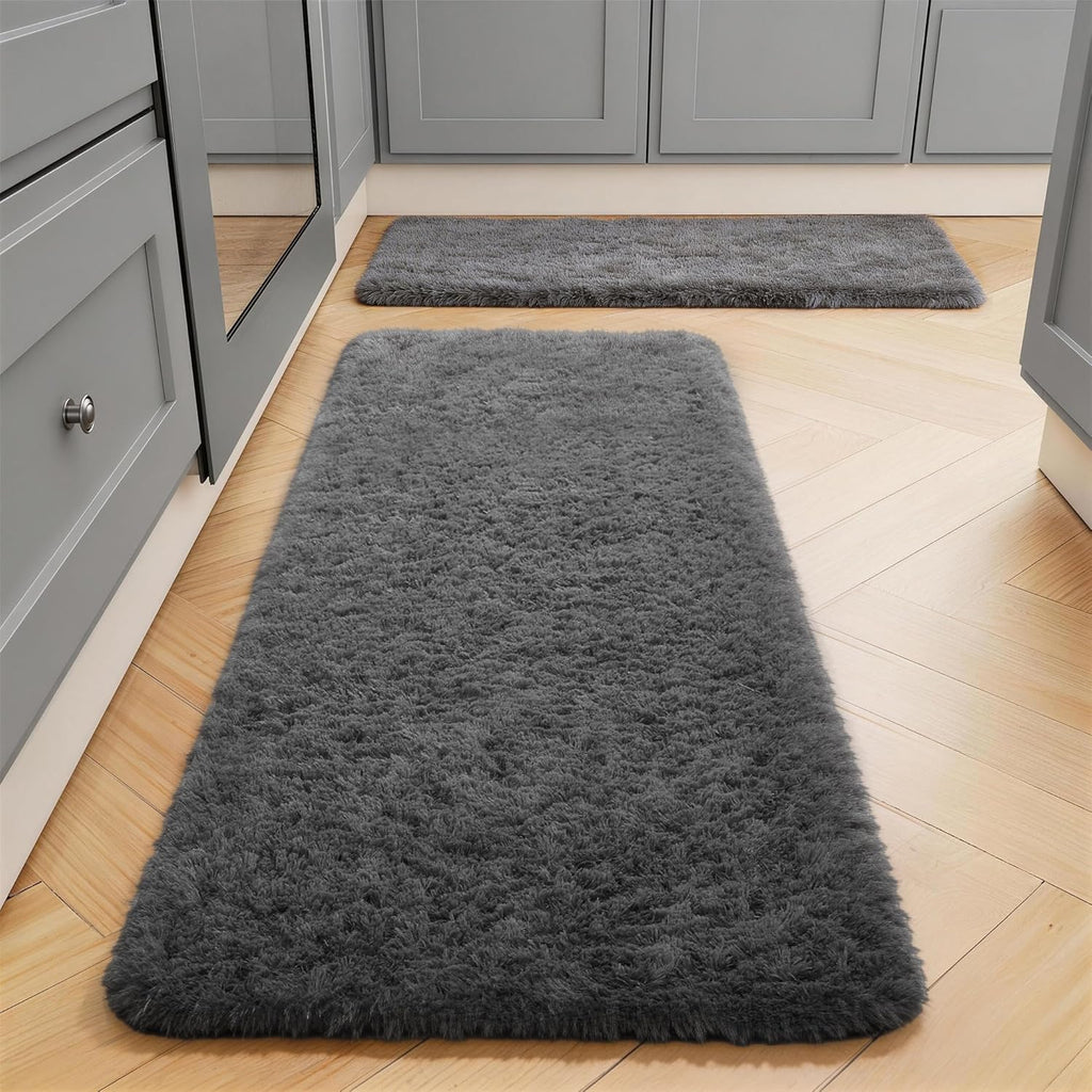 Grey Fluffy Shag Area Rug