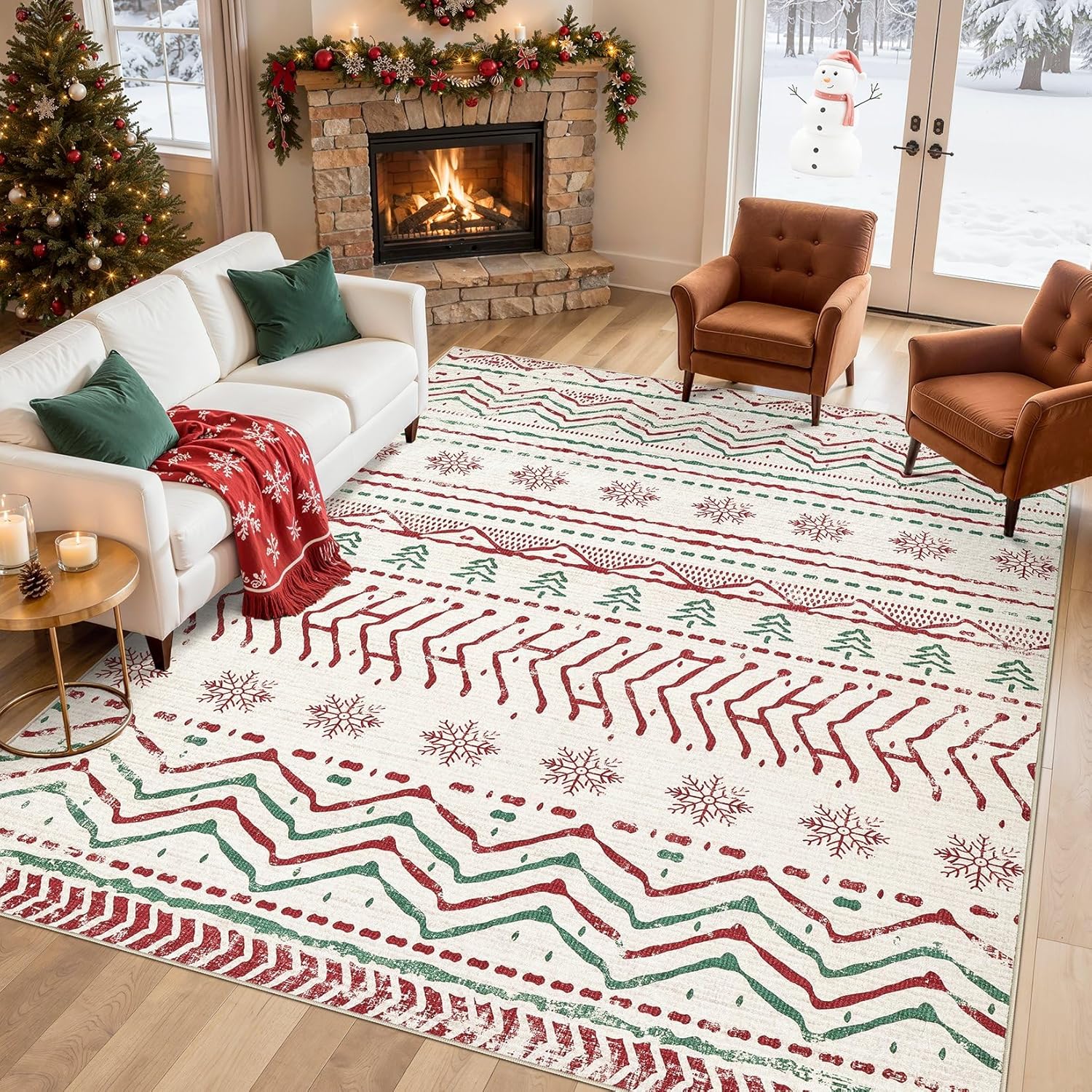 Boho Moroccan Washable Area Rug