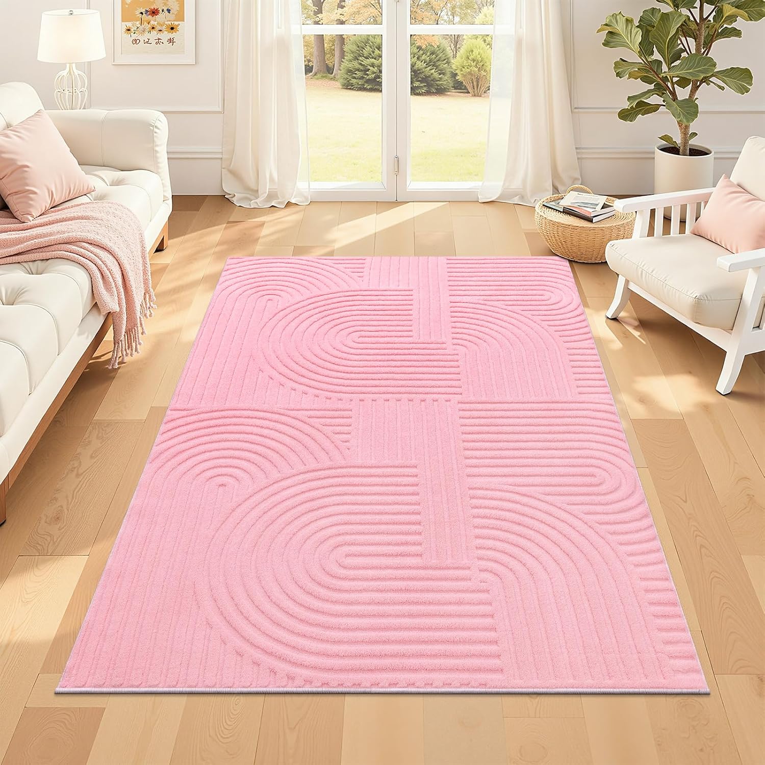Modern Beige Washable Area Rug