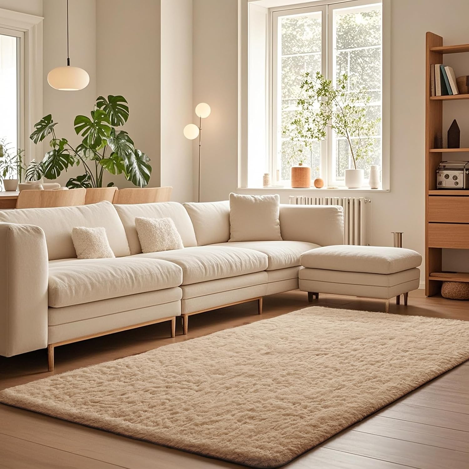 Grey Fluffy Shag Area Rug