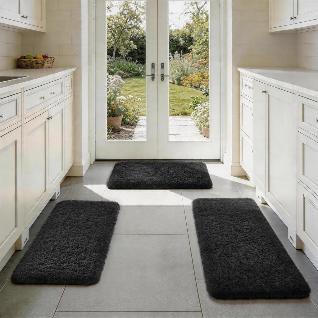 Grey Fluffy Shag Area Rug