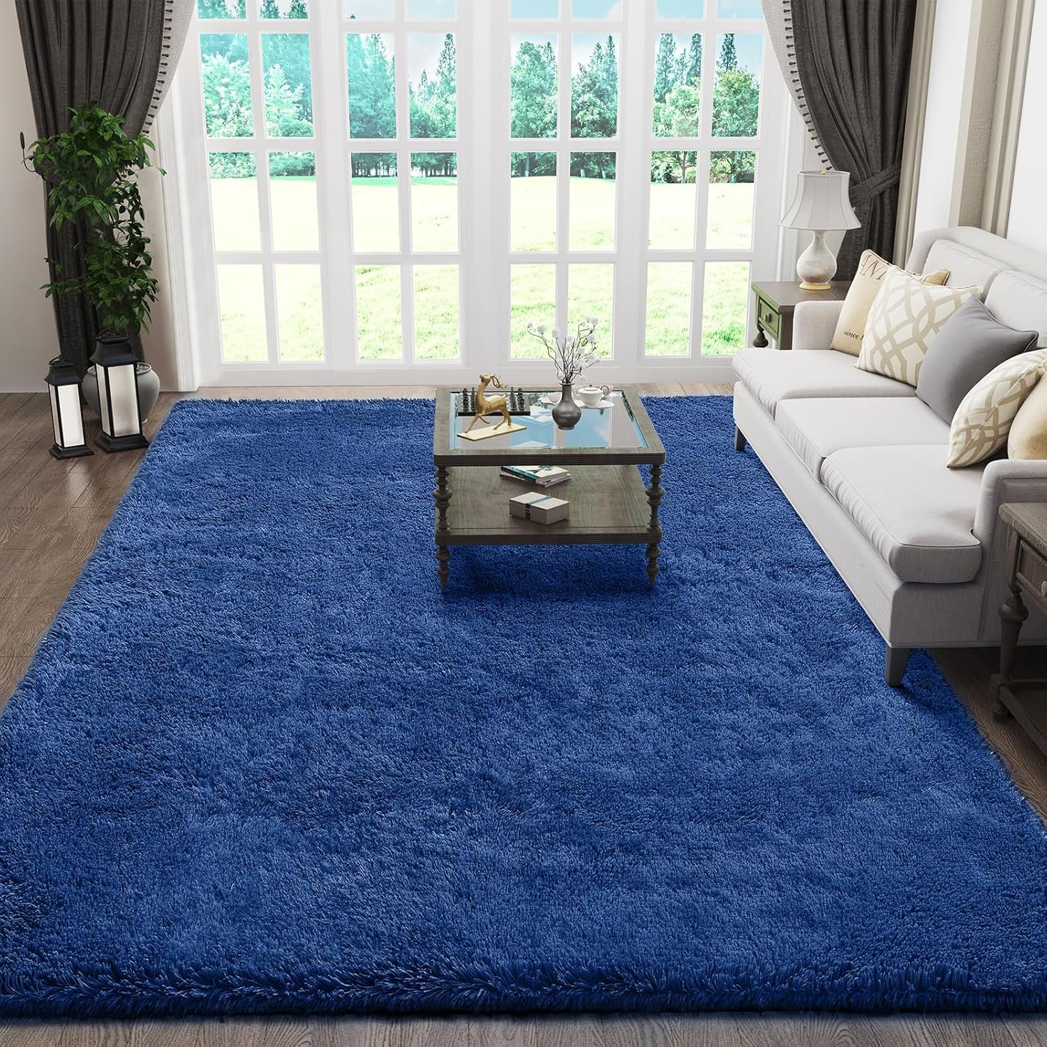 Grey Fluffy Shag Area Rug