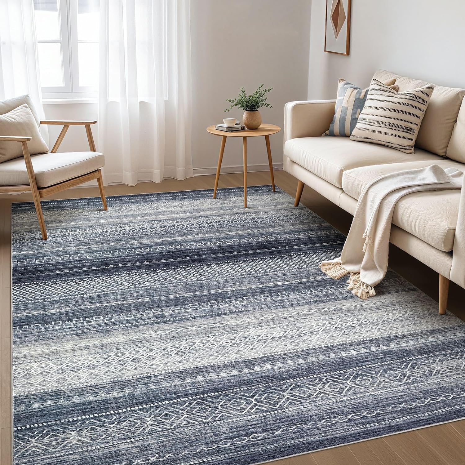 Boho Moroccan Washable Area Rug