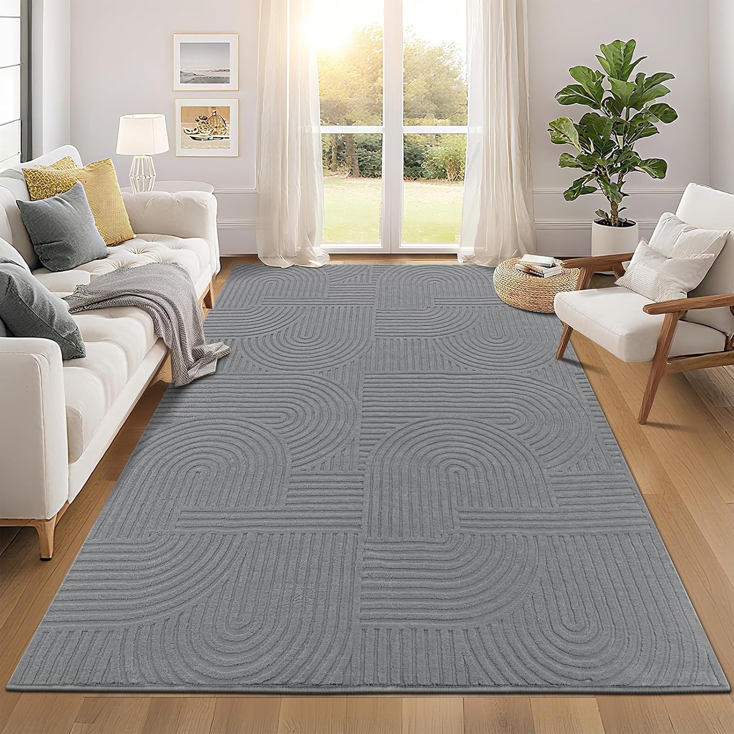 Modern Beige Washable Area Rug