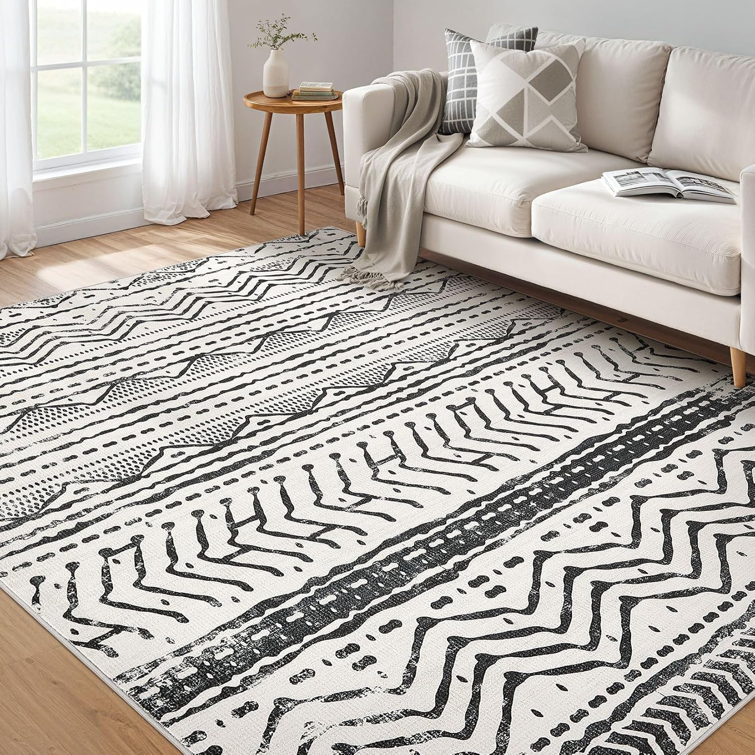 Boho Moroccan Washable Area Rug