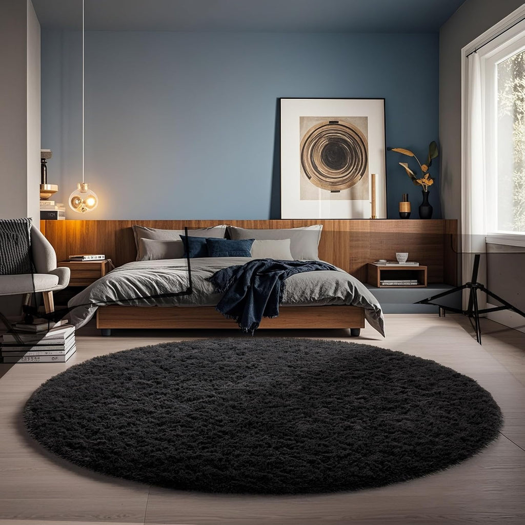 Grey Fluffy Shag Area Rug