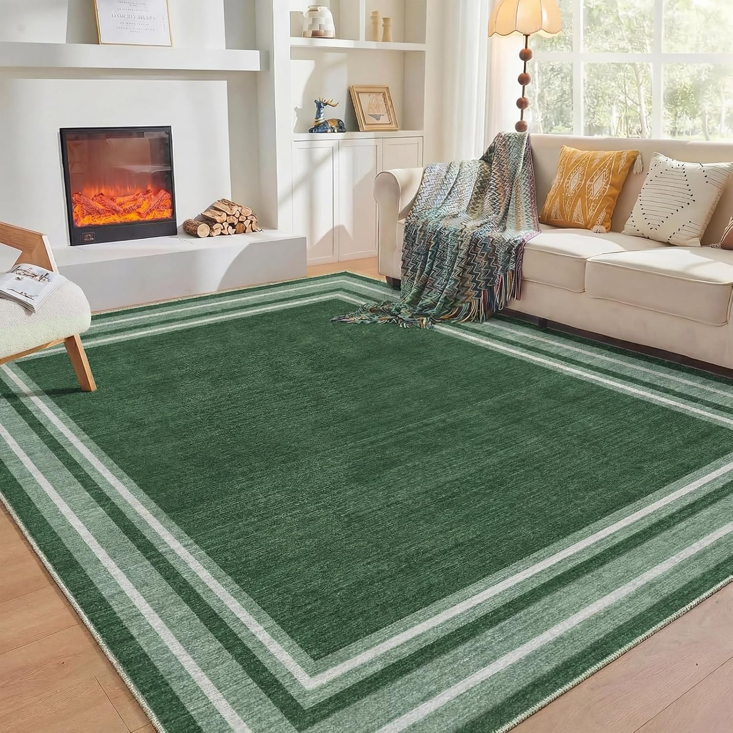 Navy Gold Washable Area Rug