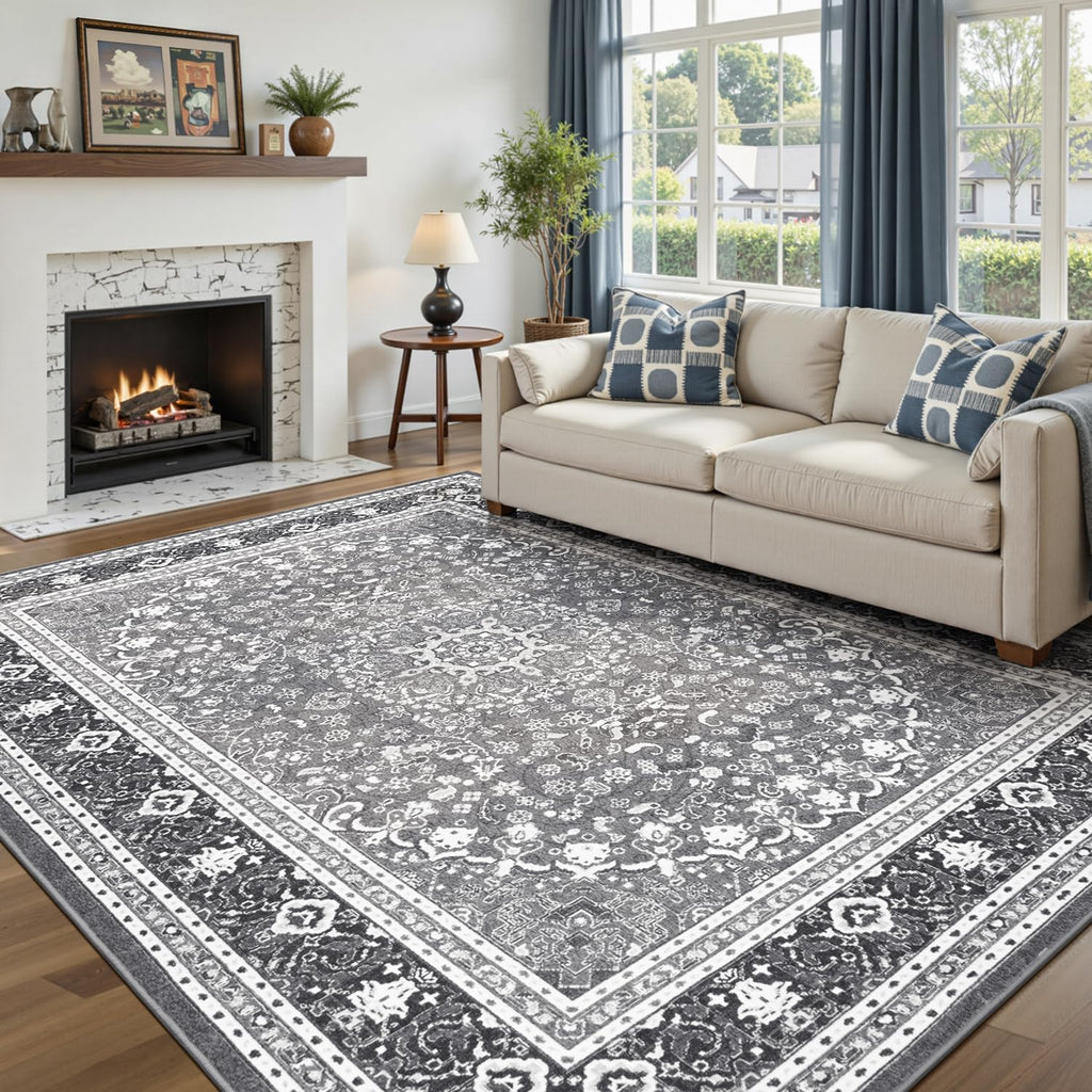 Green Washable Boho Area Rug