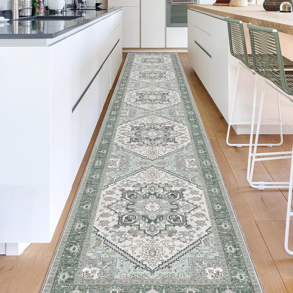 Navy Gold Washable Area Rug