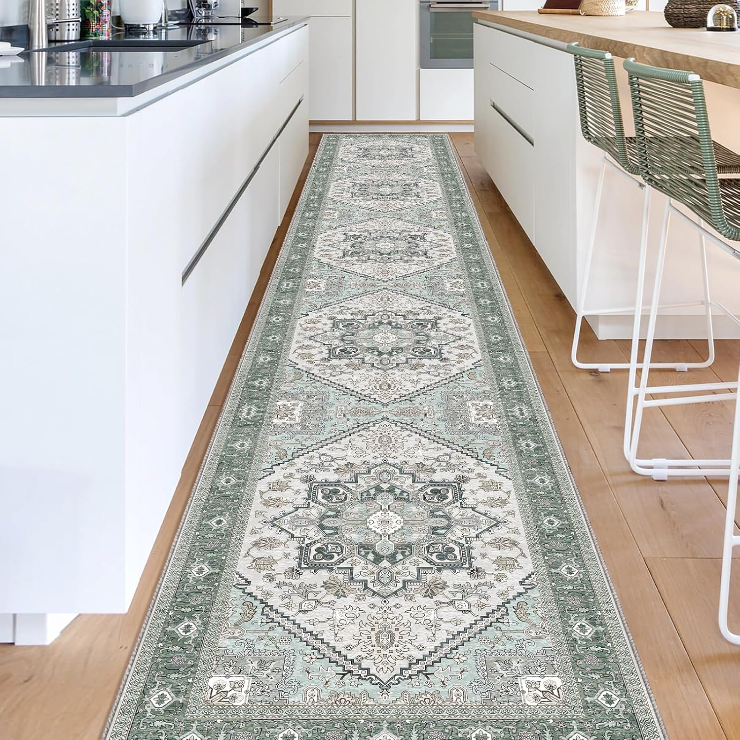 Navy Gold Washable Area Rug