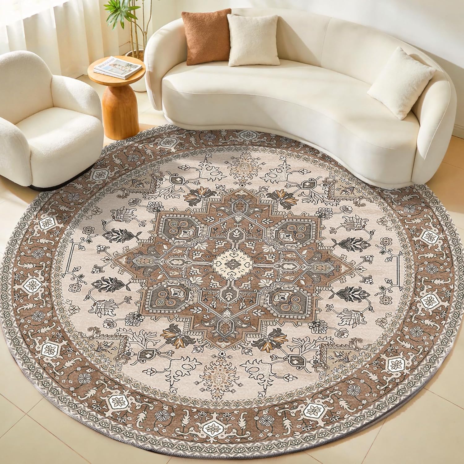 Navy Gold Washable Area Rug