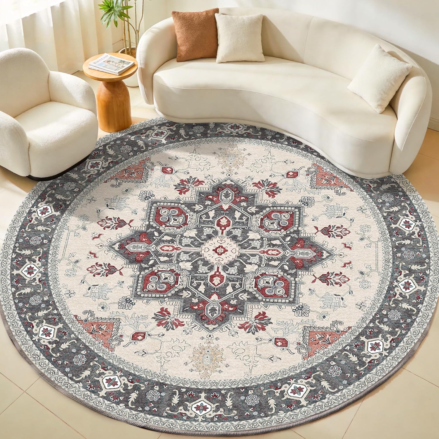 Navy Gold Washable Area Rug
