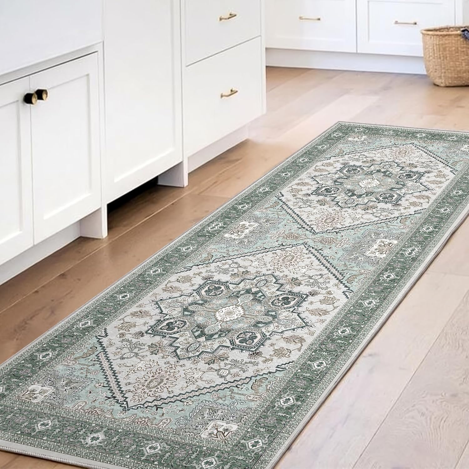 Navy Gold Washable Area Rug