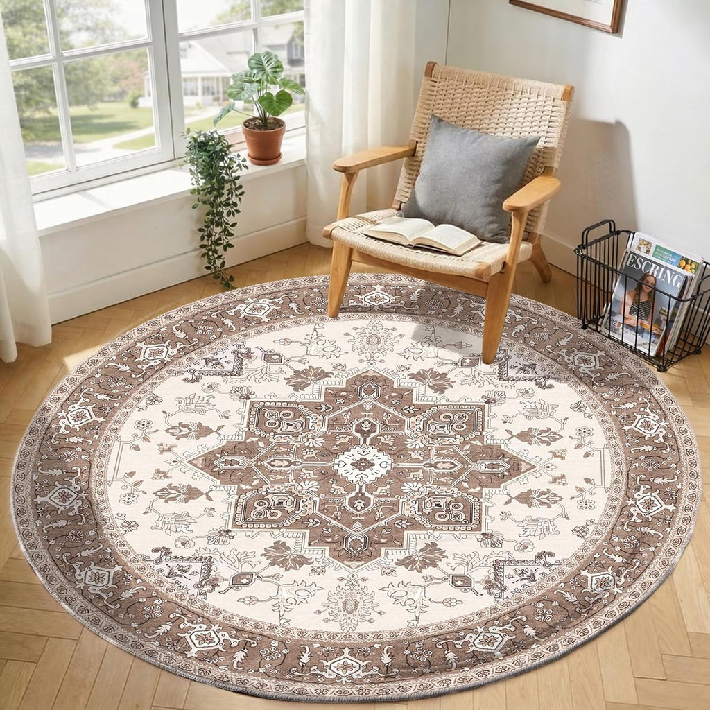 Navy Gold Washable Area Rug