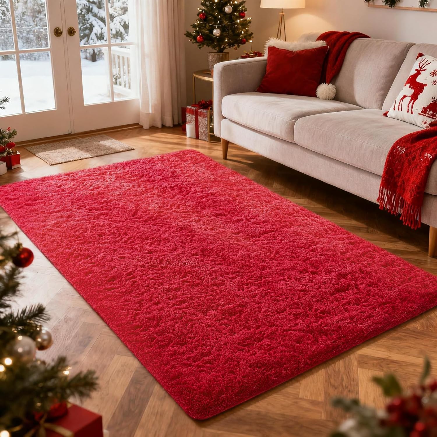 Grey Fluffy Shag Area Rug