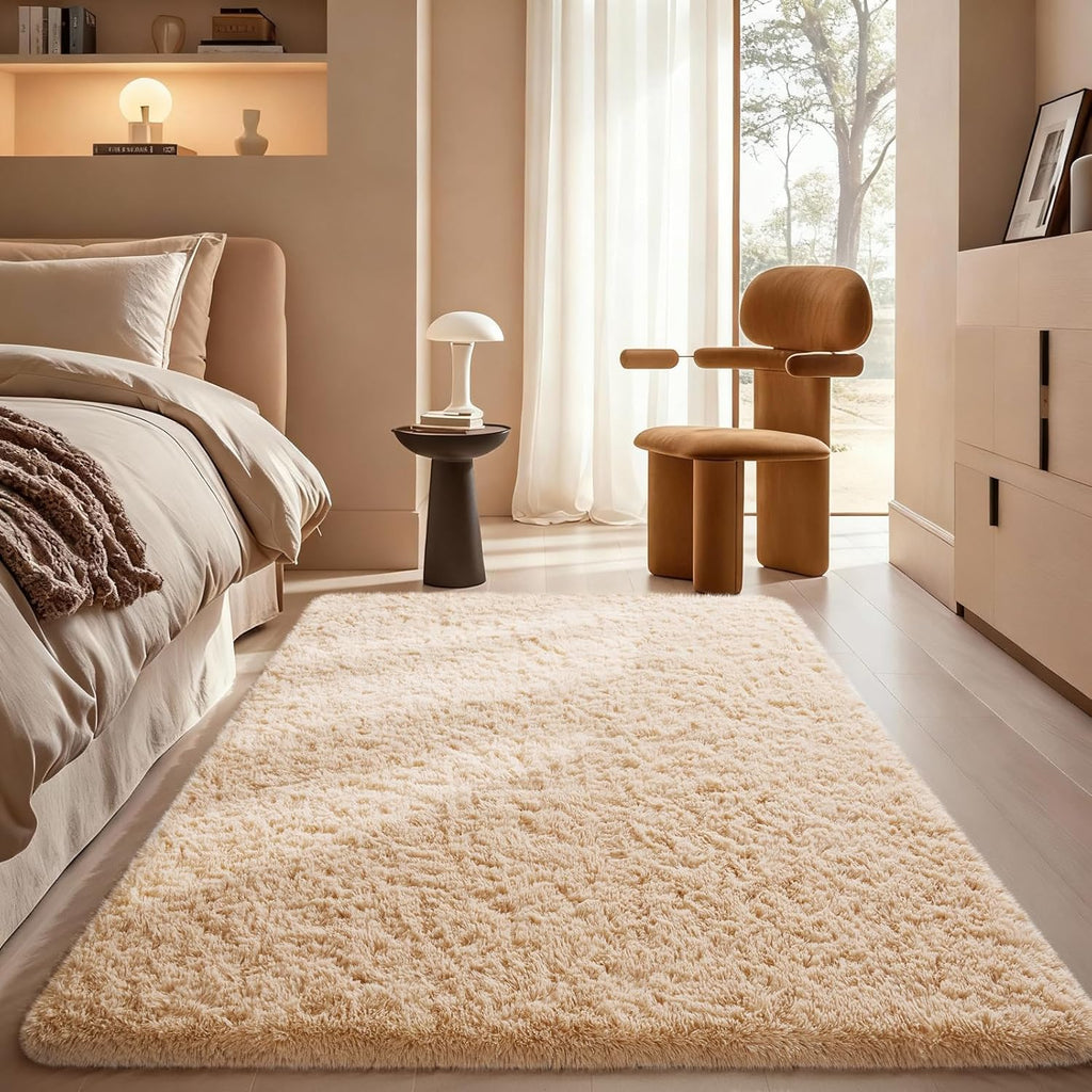 Grey Fluffy Shag Area Rug