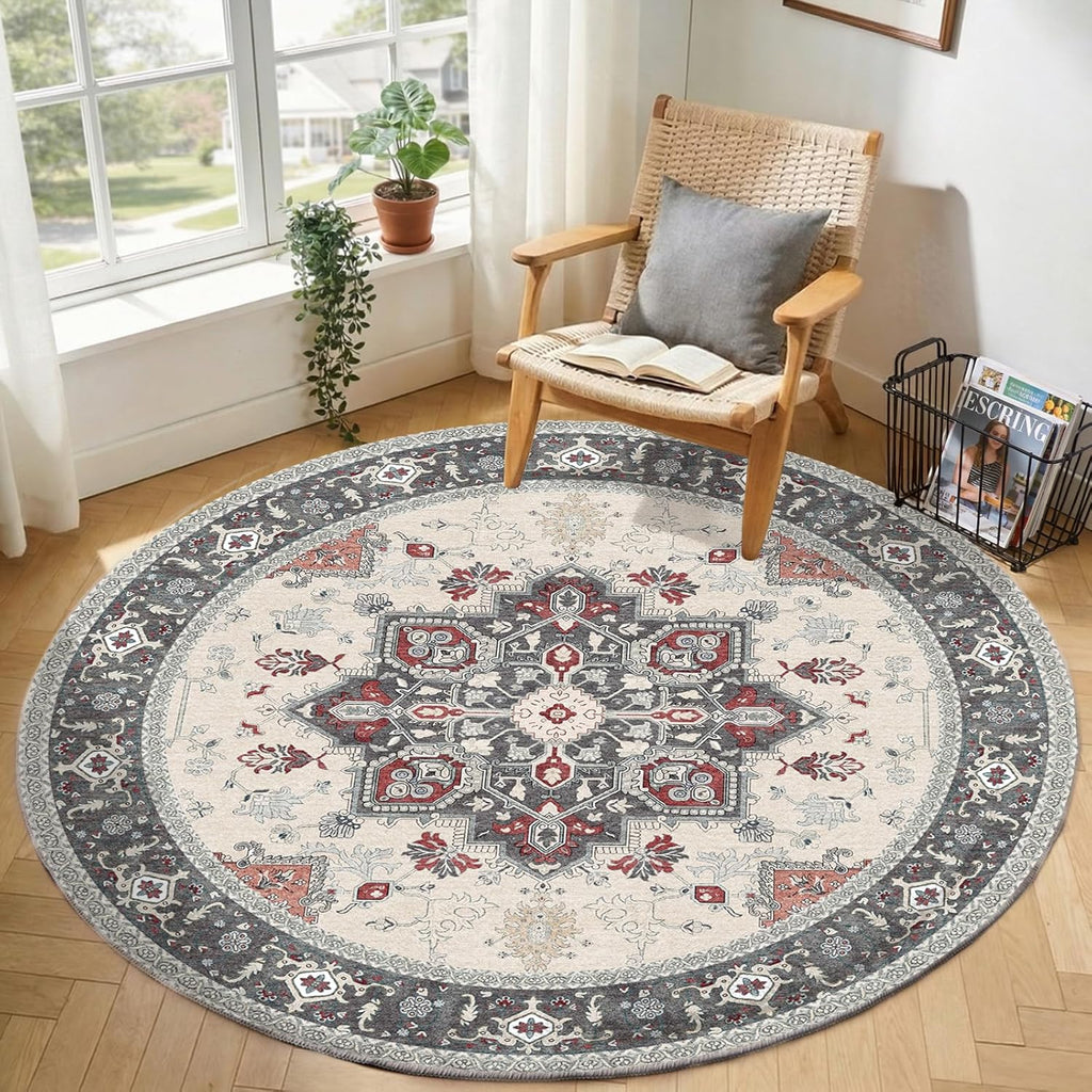 Navy Gold Washable Area Rug