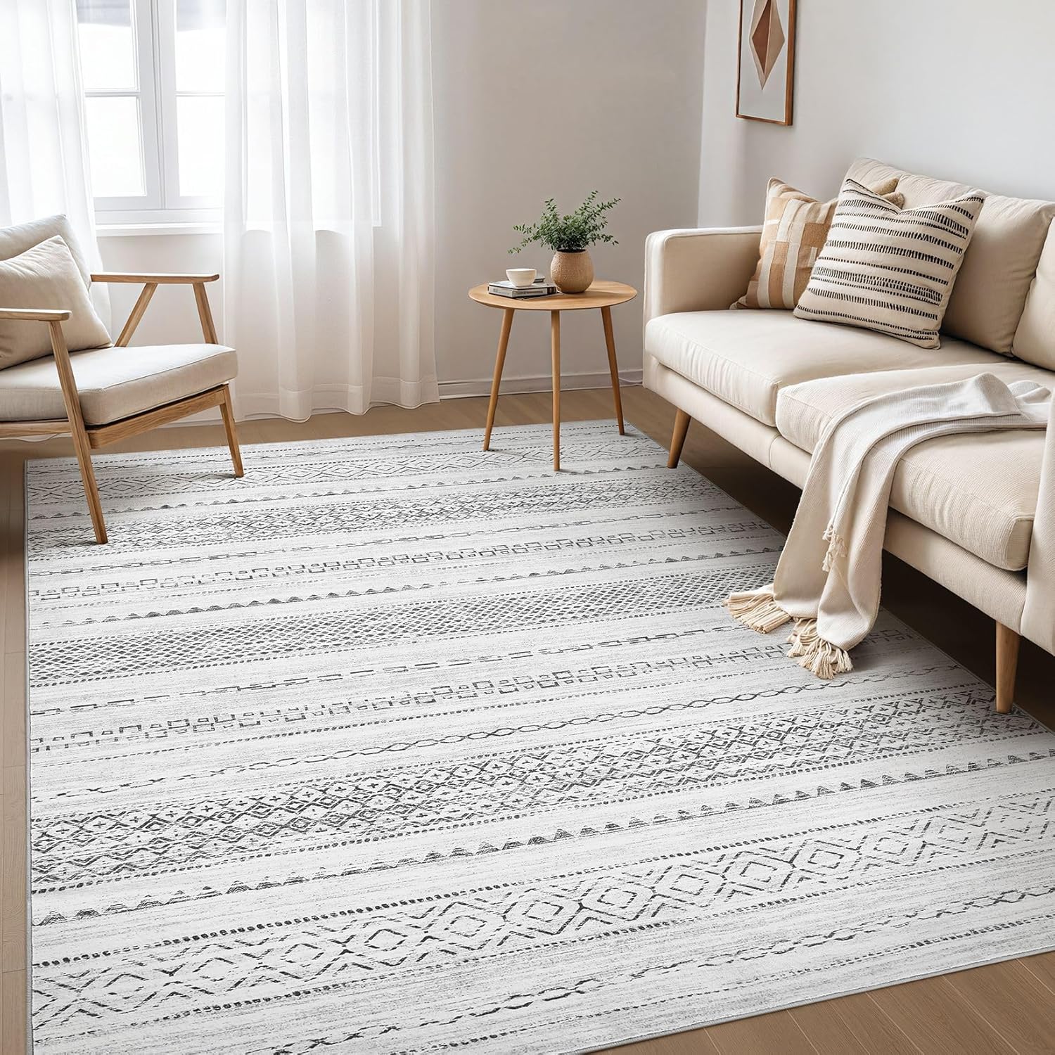 Boho Moroccan Washable Area Rug