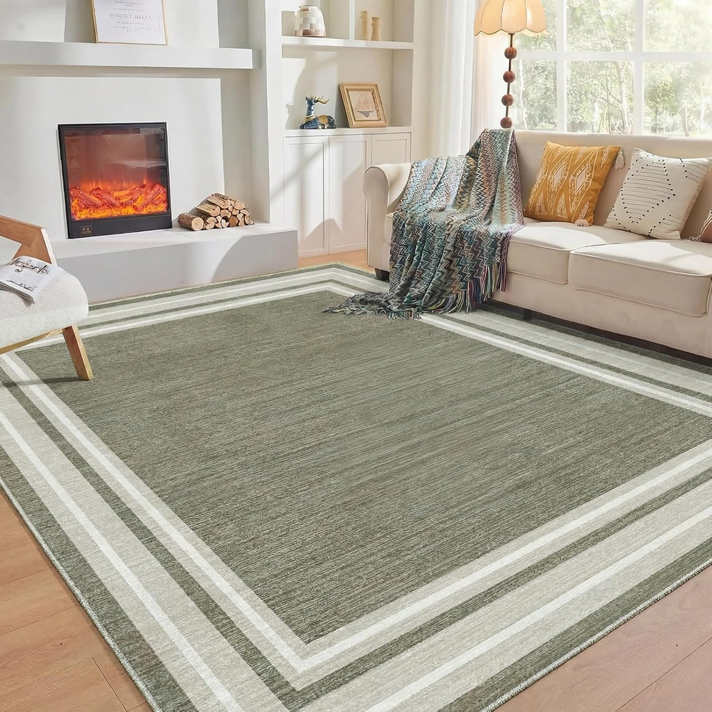 Navy Gold Washable Area Rug