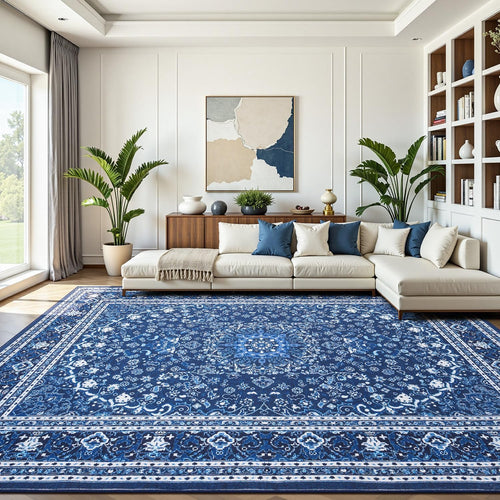 Green Washable Boho Area Rug