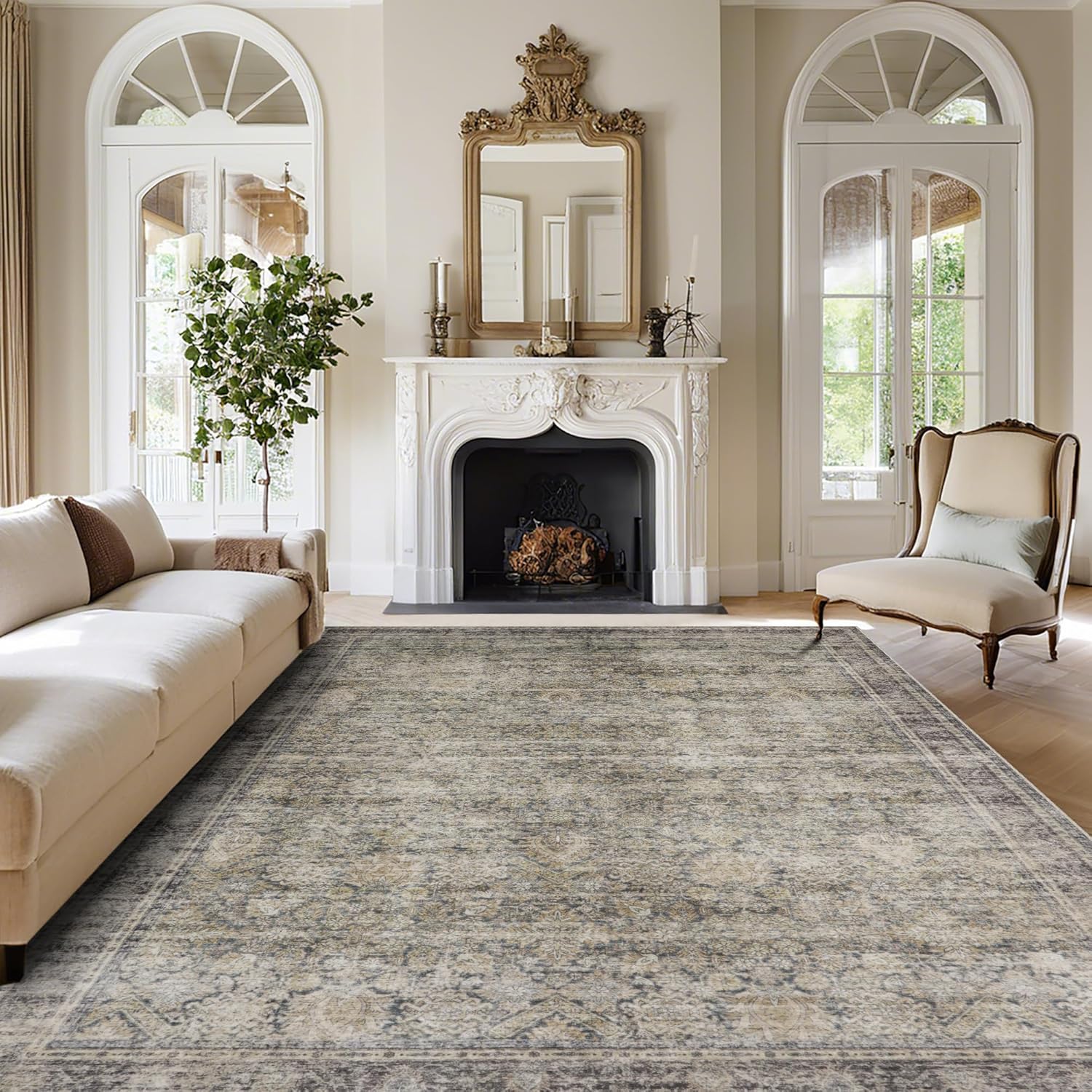 Vintage Faux Wool Area Rug