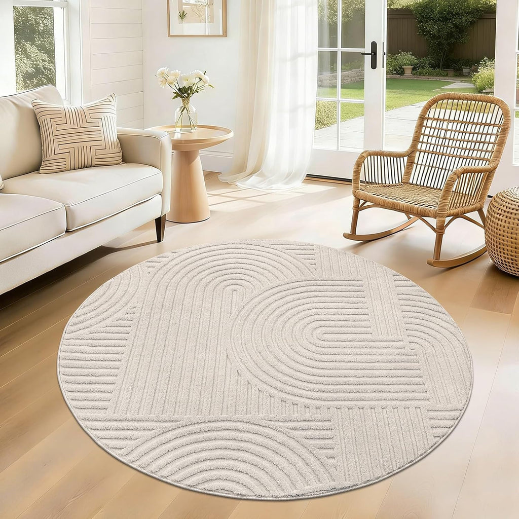 Modern Beige Washable Area Rug