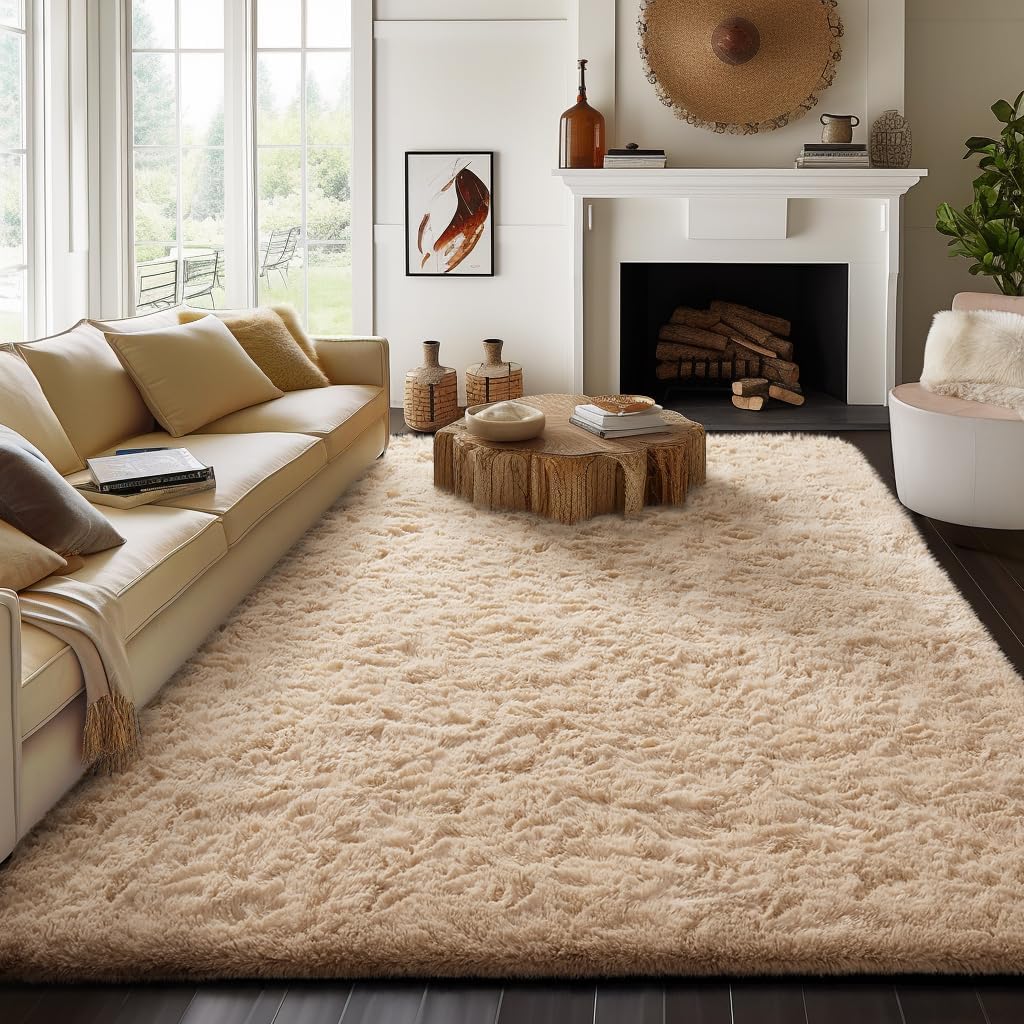Grey Fluffy Shag Area Rug