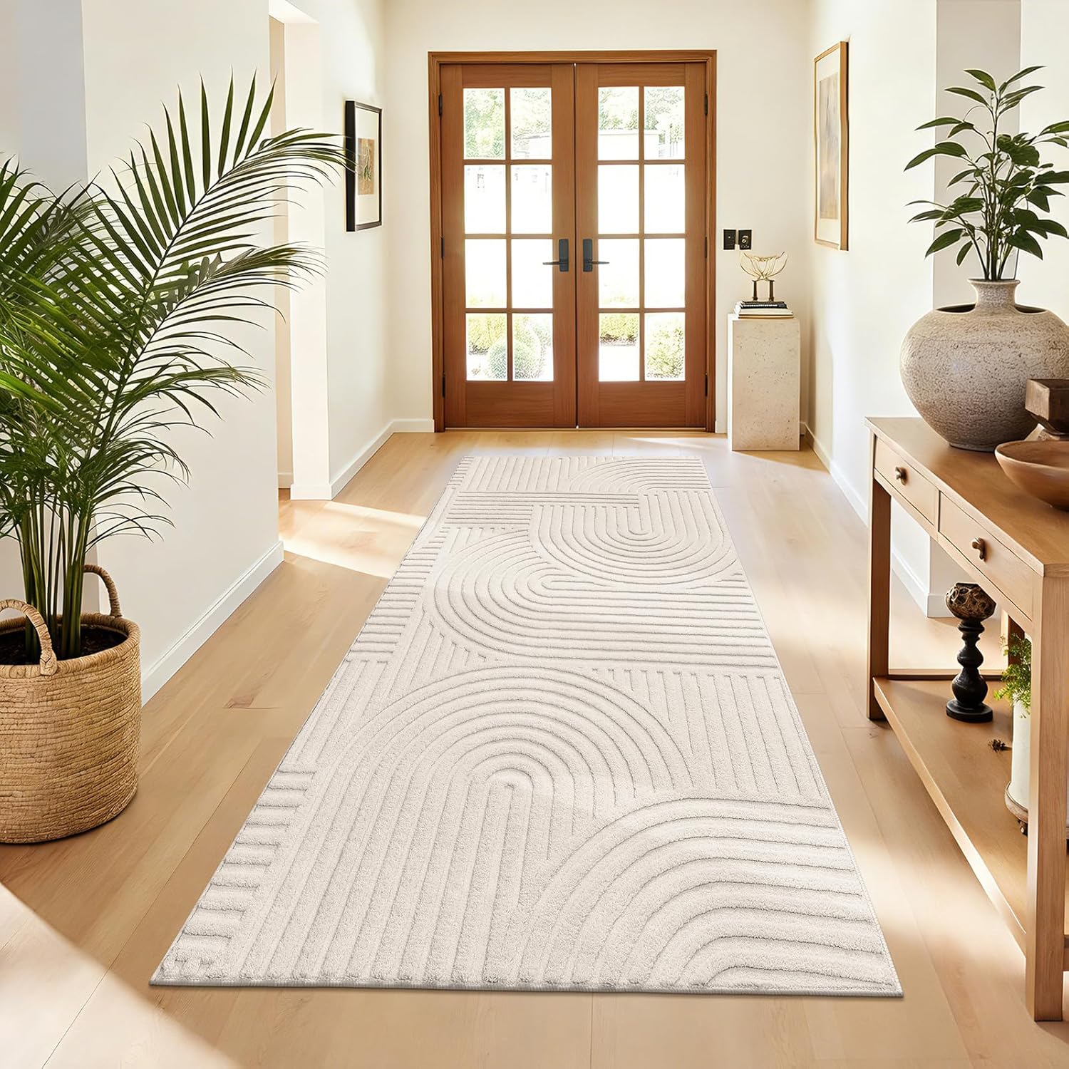 Modern Beige Washable Area Rug