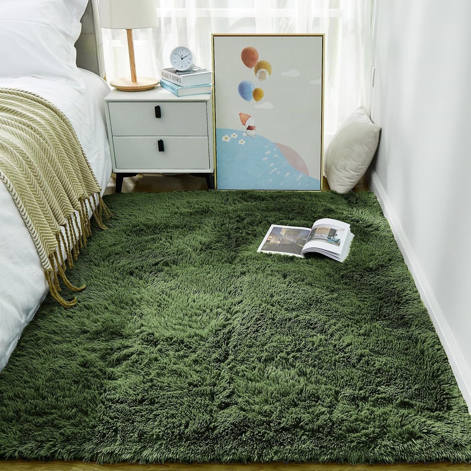 Grey Fluffy Shag Area Rug