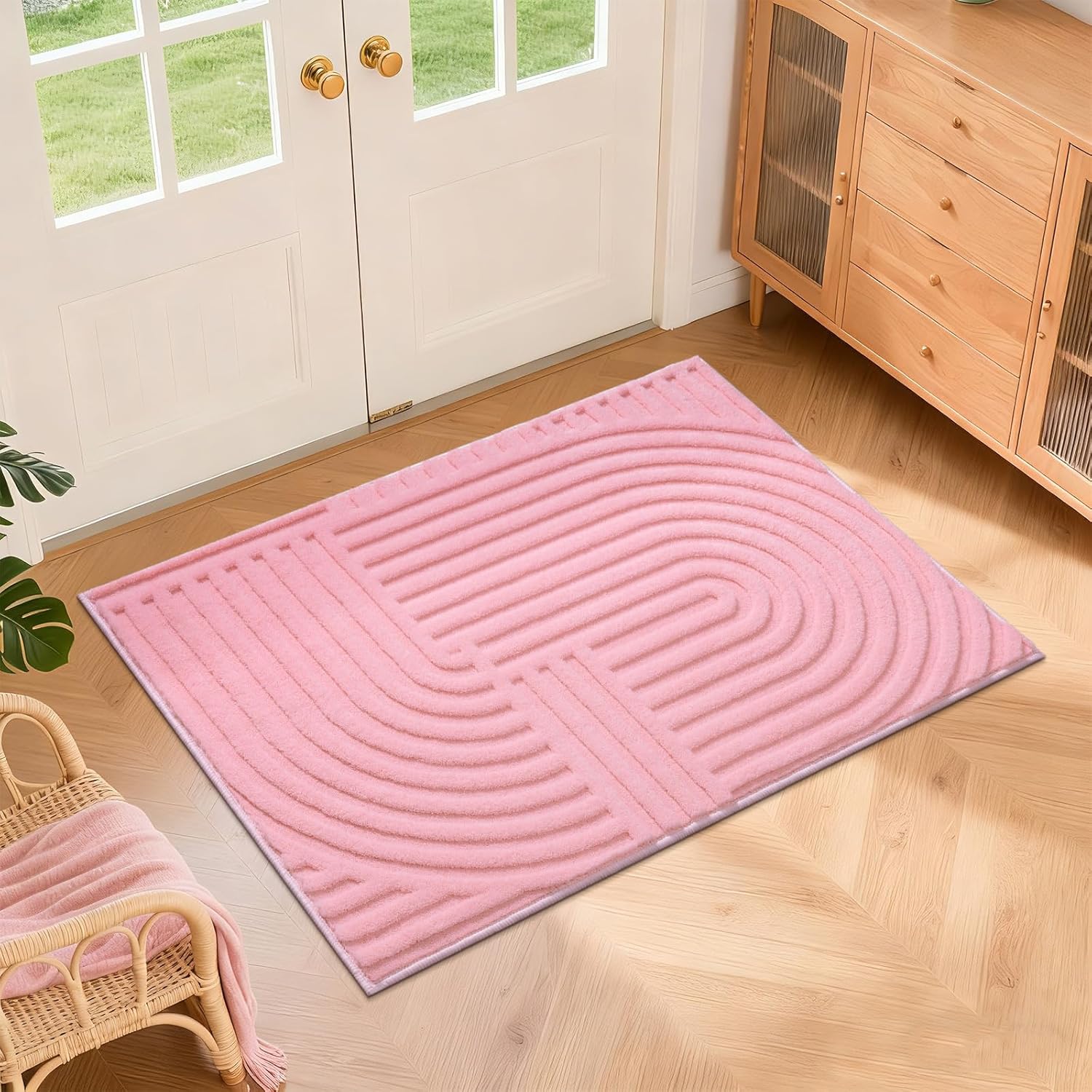 Modern Beige Washable Area Rug
