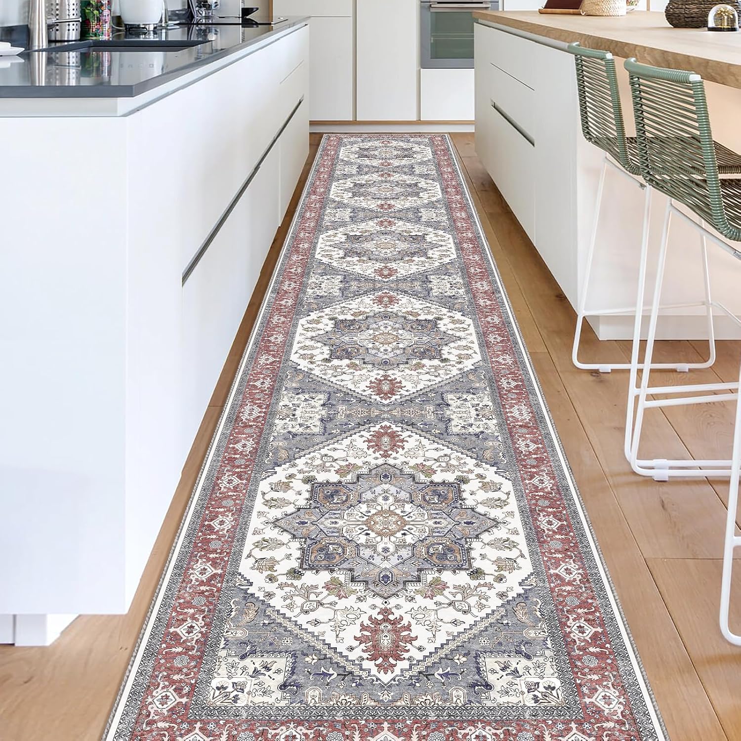 Navy Gold Washable Area Rug