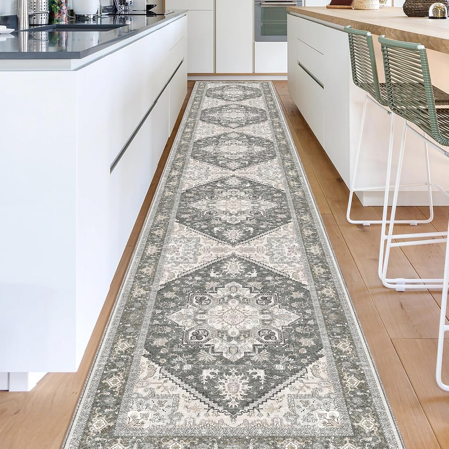 Navy Gold Washable Area Rug