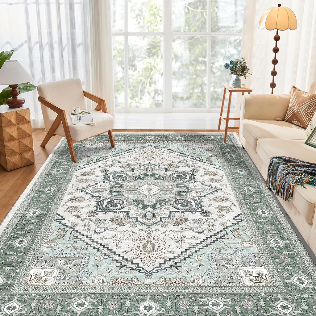 Navy Gold Washable Area Rug