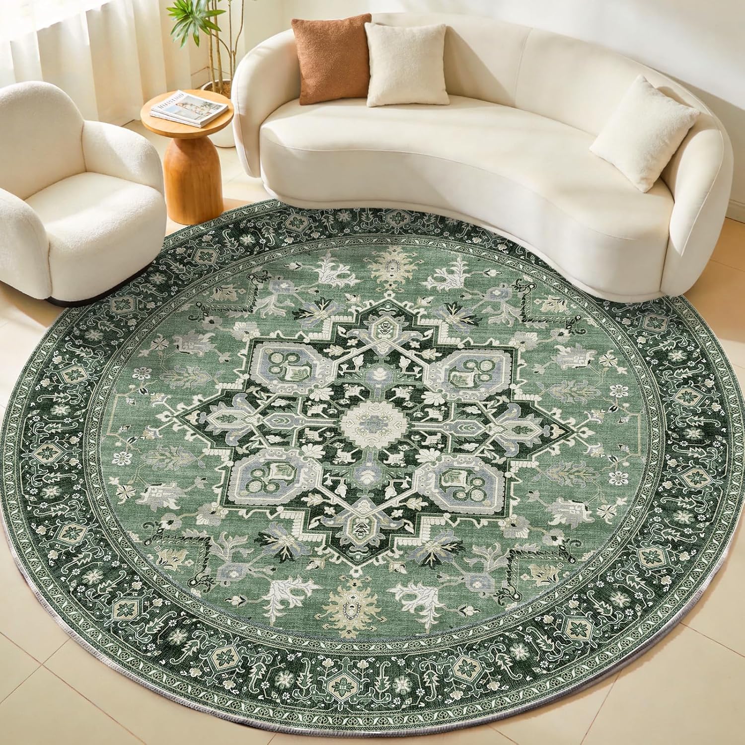 Navy Gold Washable Area Rug
