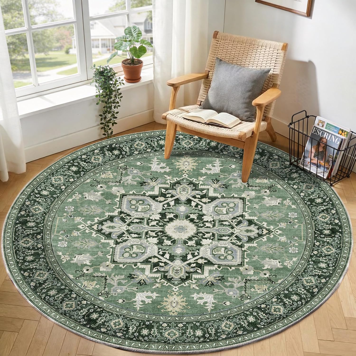 Navy Gold Washable Area Rug