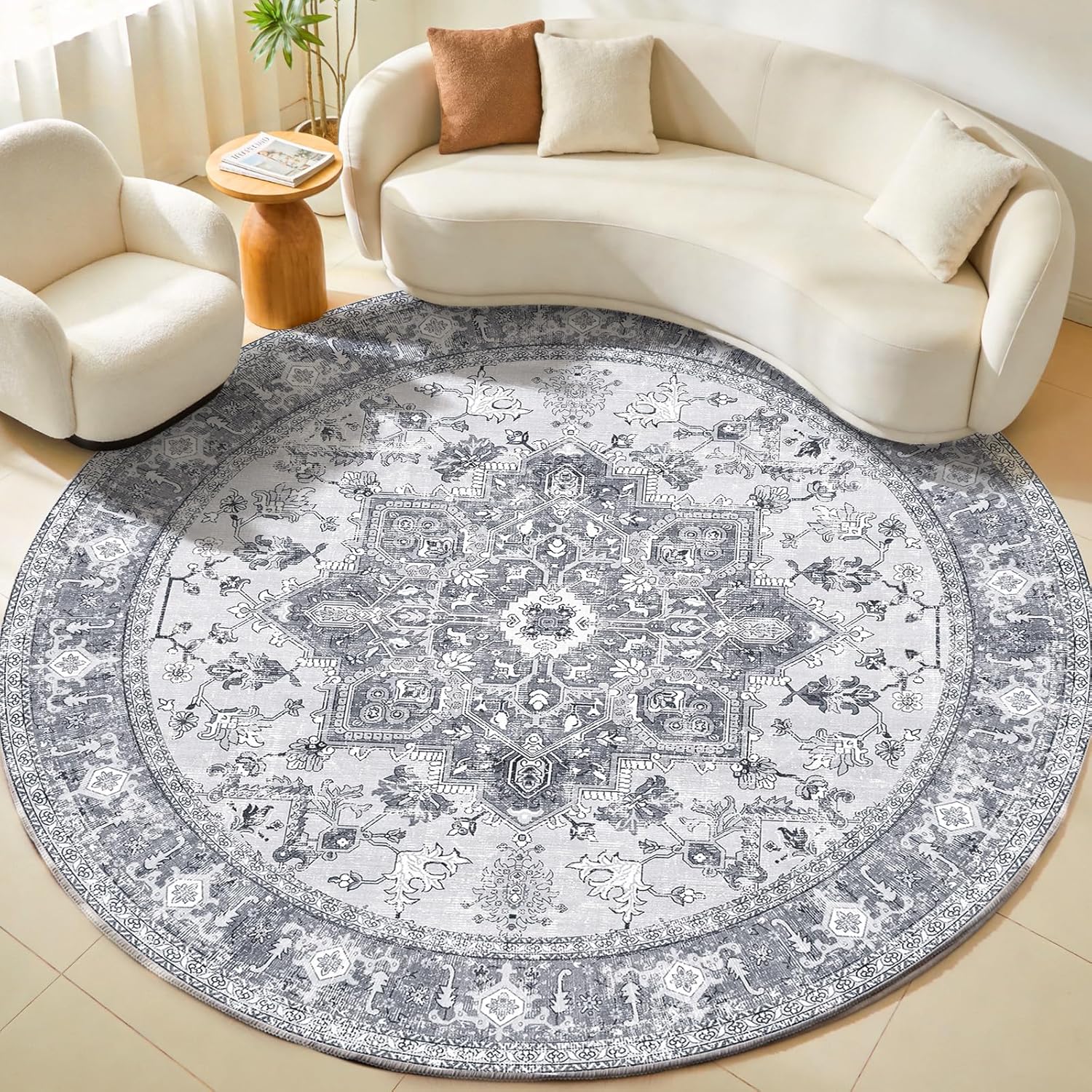 Navy Gold Washable Area Rug
