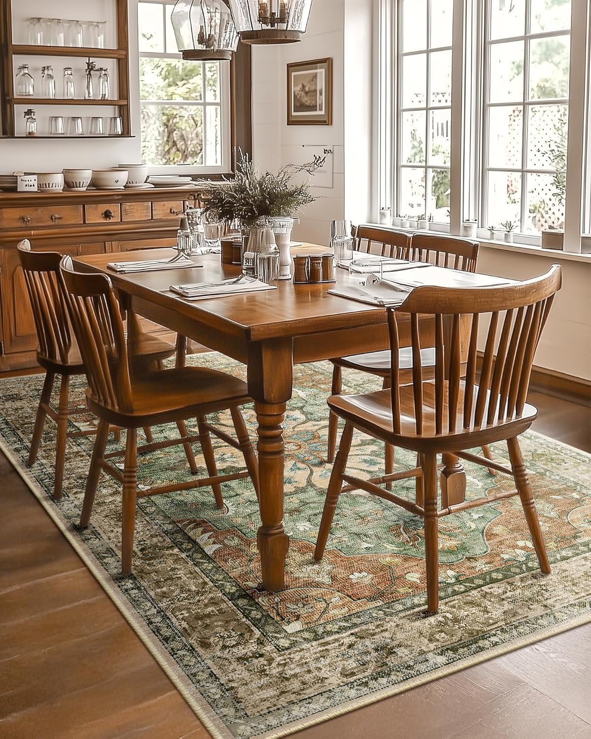 Vintage Floral Washable Area Rug