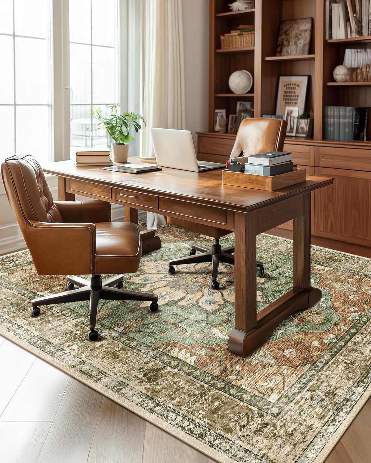 Vintage Floral Washable Area Rug