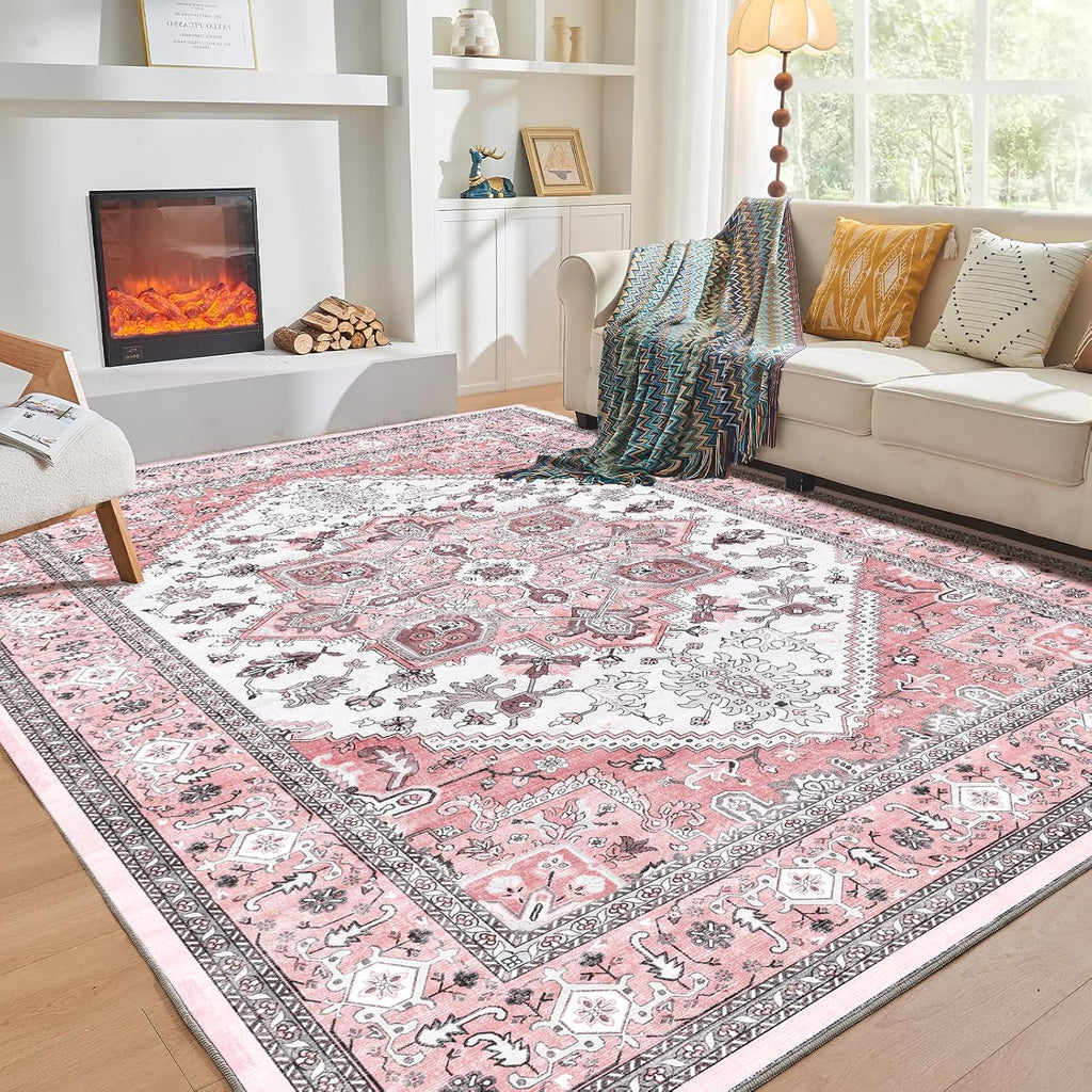 Navy Gold Washable Area Rug