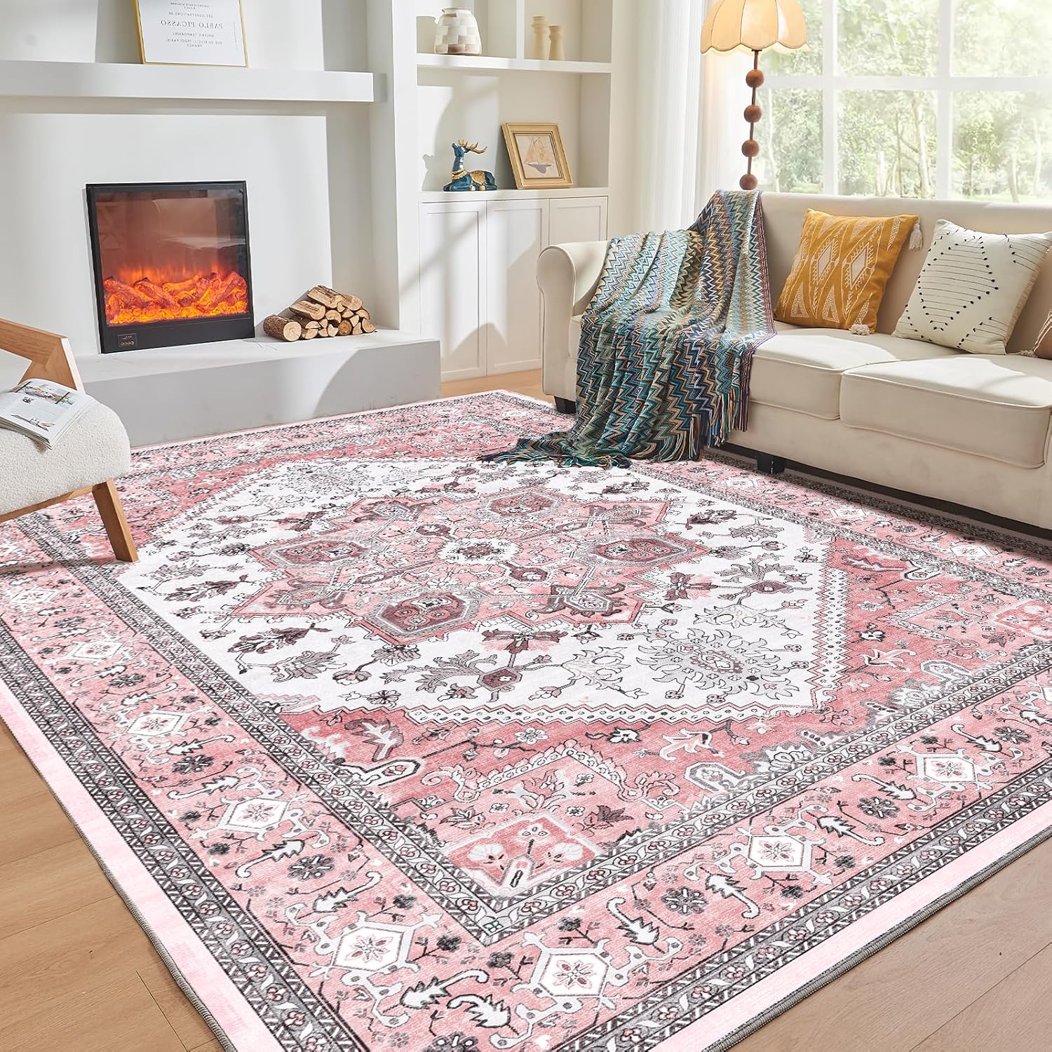 Navy Gold Washable Area Rug