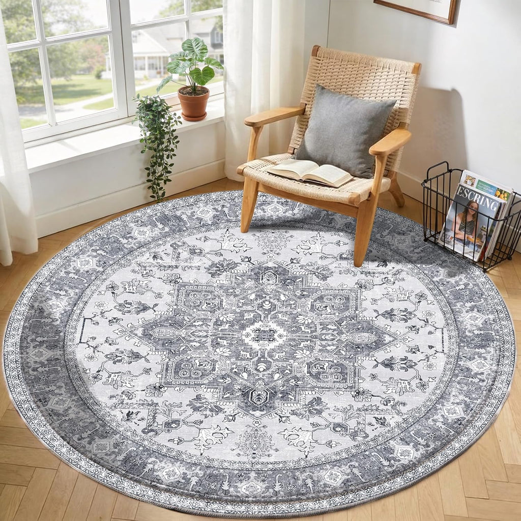 Navy Gold Washable Area Rug