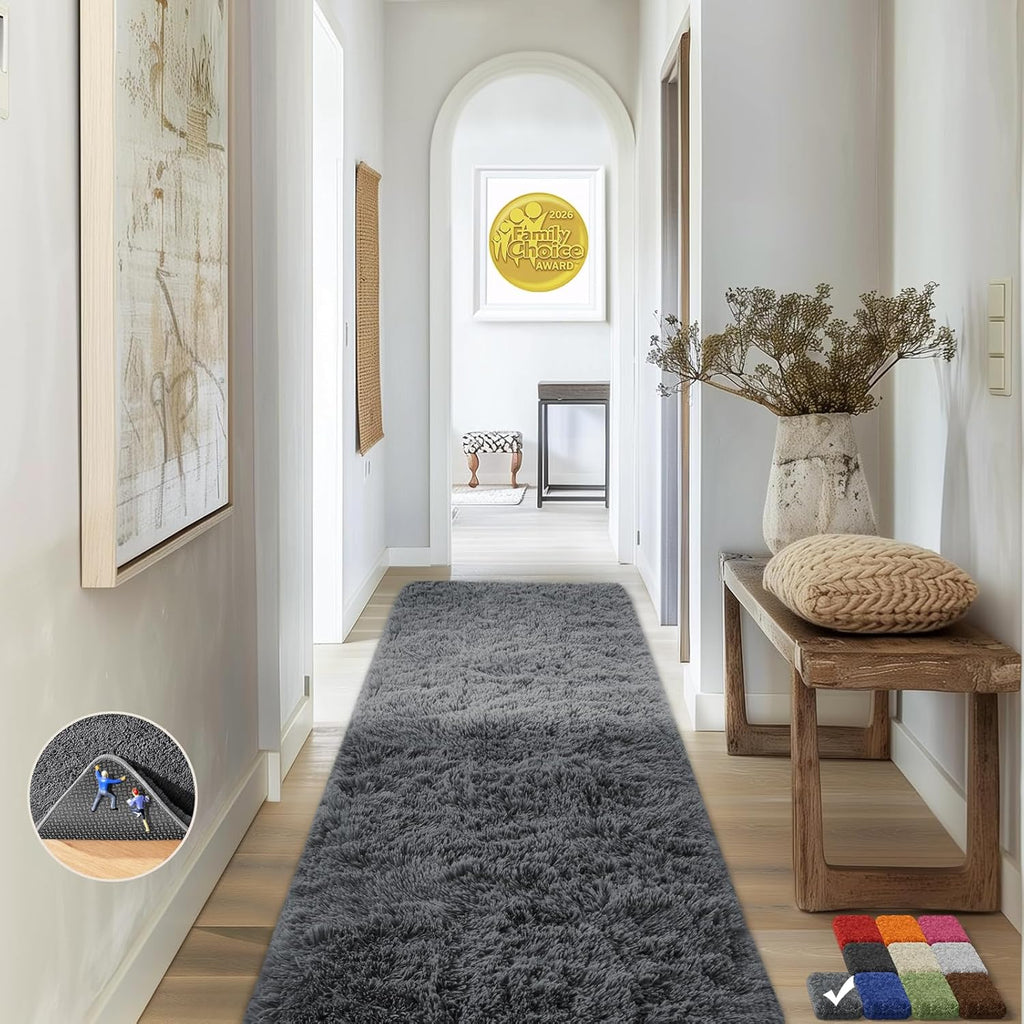 Grey Fluffy Shag Area Rug