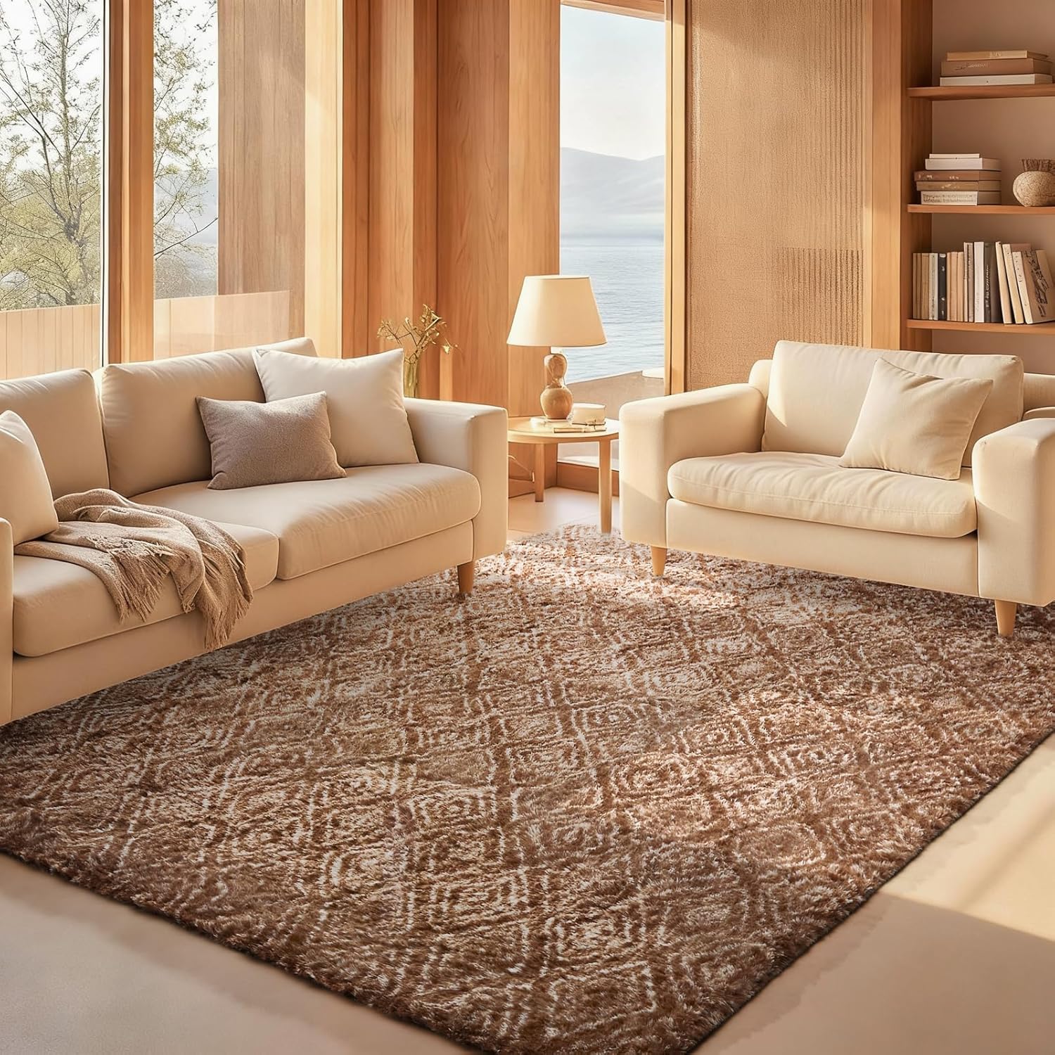 Grey Fluffy Shag Area Rug
