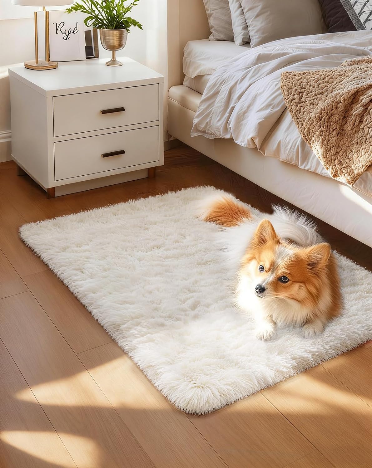 Grey Fluffy Shag Area Rug