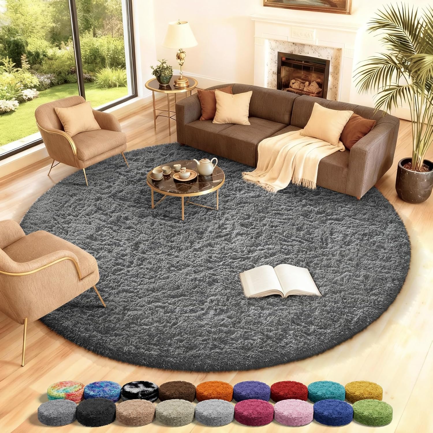 Grey Fluffy Shag Area Rug