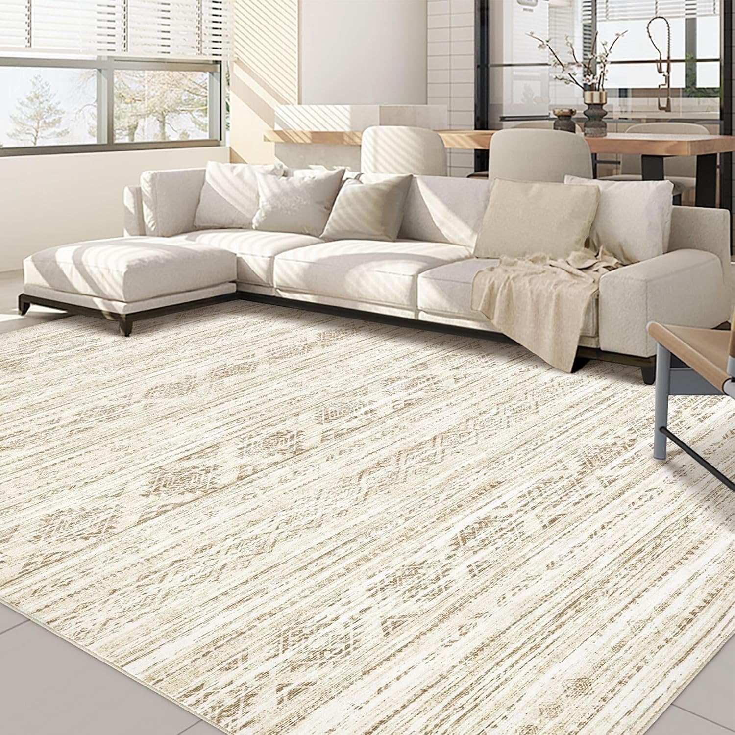 Boho Moroccan Washable Area Rug