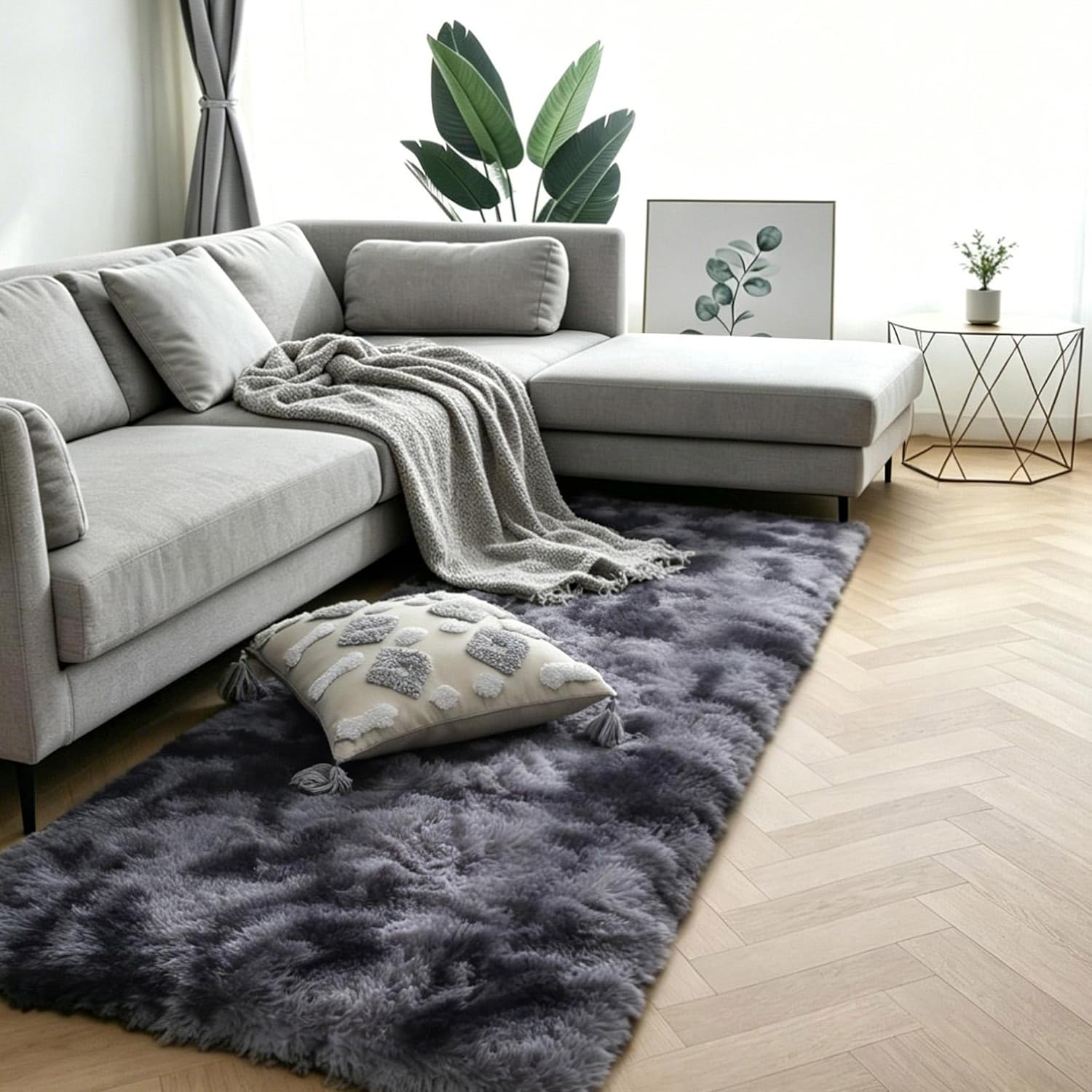 Pink Fluffy Shag Area Rug
