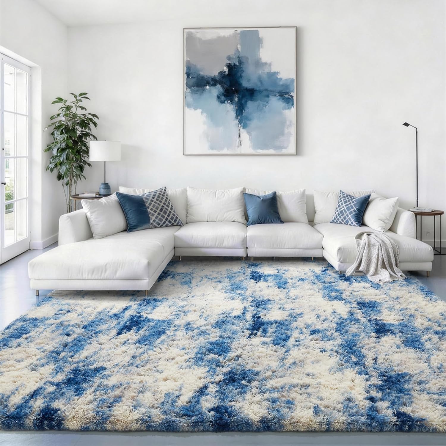 Grey Fluffy Shag Area Rug