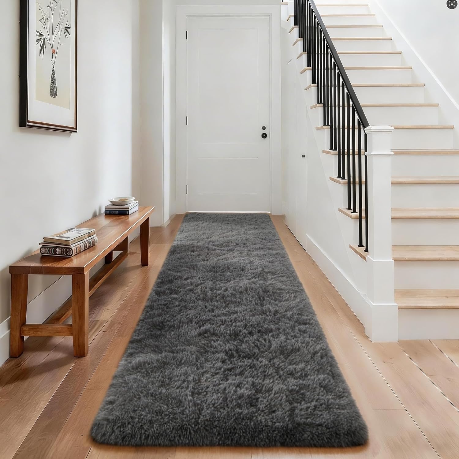 Grey Fluffy Shag Area Rug