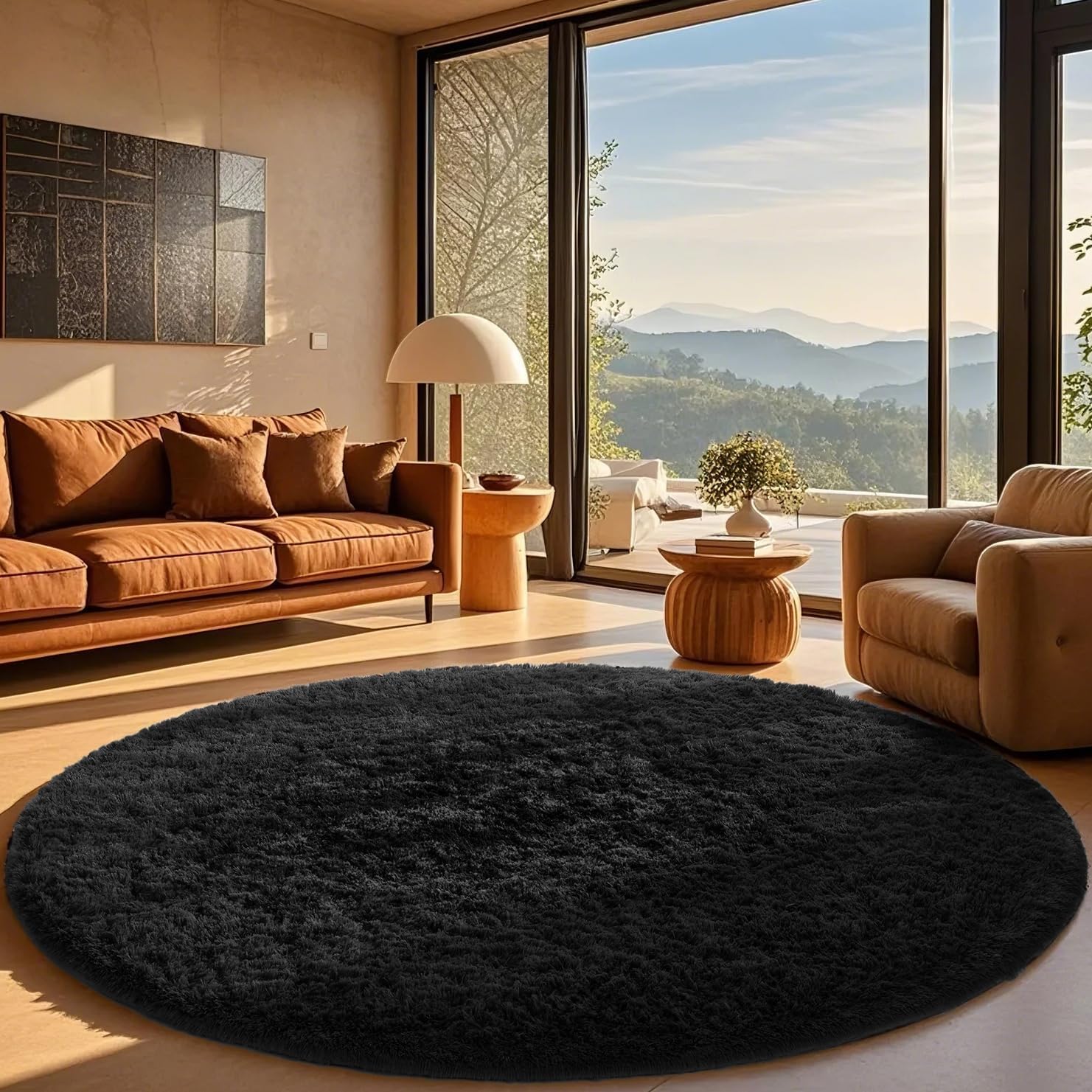Grey Fluffy Shag Area Rug